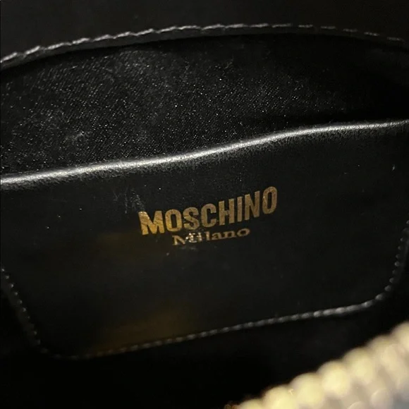 Moschino Black Quilted Mini Jacket Bag with Gold Chain Trim - Picture 6 of 14